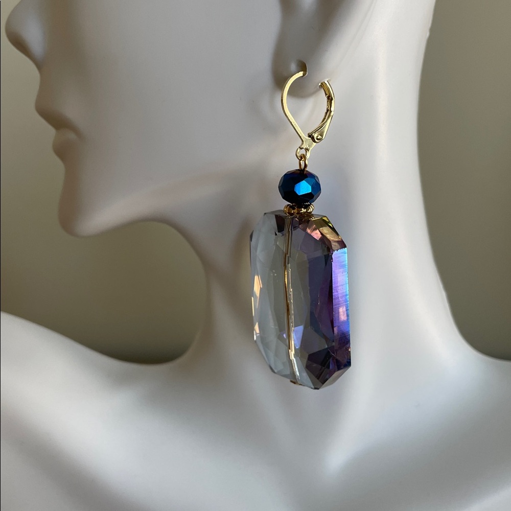 HAND CRAFTED BLUE CRYSTAL EARRINGS
Oversized Statement Occasion Artisan Prom - Picture 4 of 12